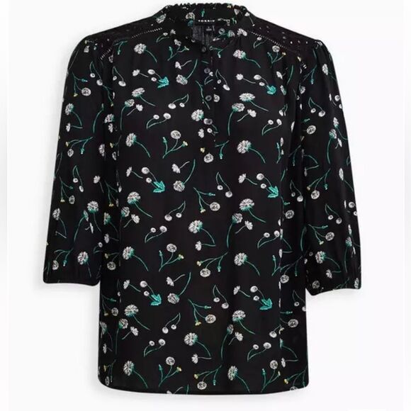 TORRID Crinkle Gauze Button-Front Floral Top size 00/ M-L/10 - Picture 5 of 13